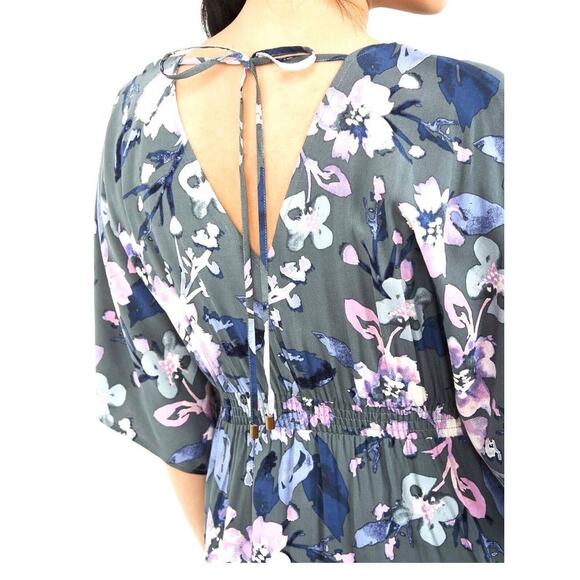 Jessica Simpson Floral Pink Green Maternity Wrap Maxi Dress Size Medium NWT - Picture 2 of 16